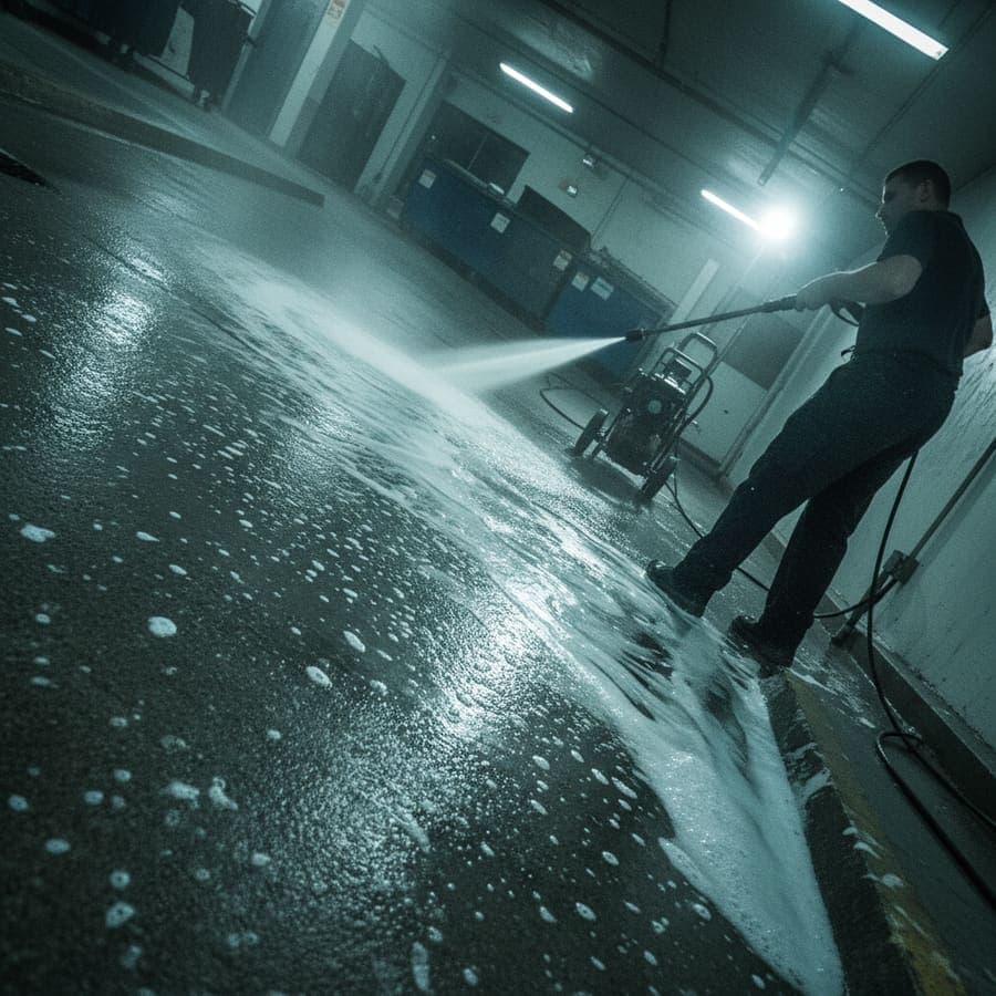 Dumpster pad sanitization at a commercial property